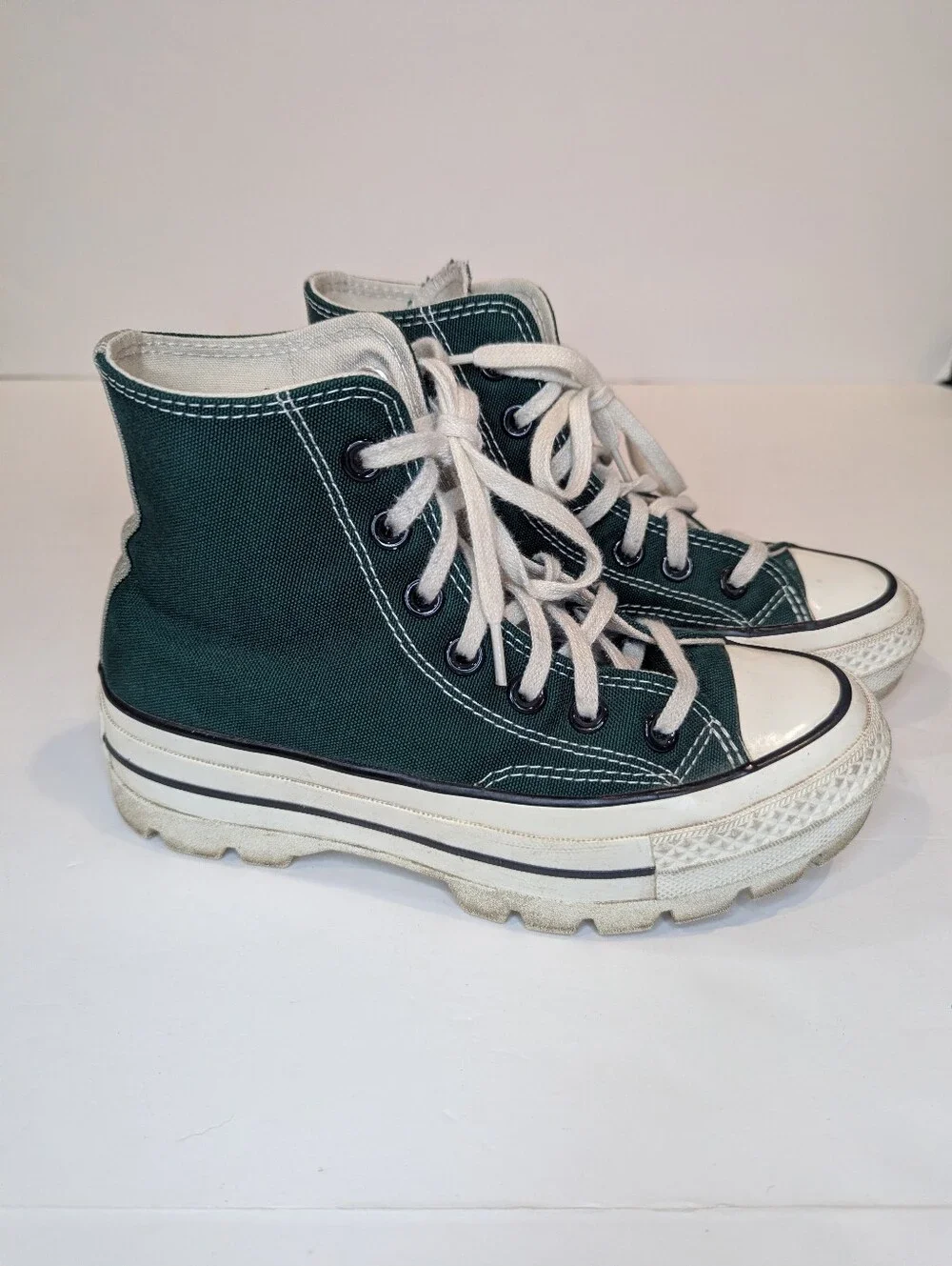 Converse Chuck Taylor All Star Green High Top Platform Chunky Tread Size 5